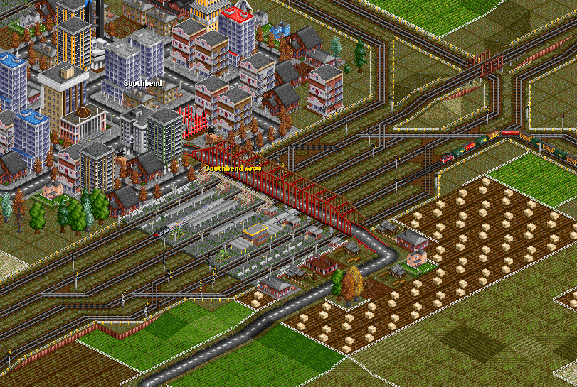 Remember Southbend? Well, it now has about 60+ trains passing through it on their way around the map. No major accidents in 10 years, although we had a minor one when I was playing with the signals...