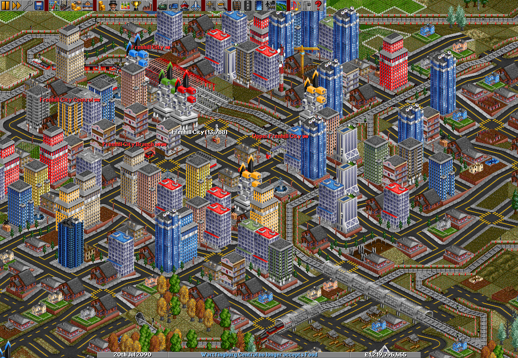 Part of an inter-city train/bus network. The city still refuses to grow. I wonder if it's because all my stations and rail are in the way? :D