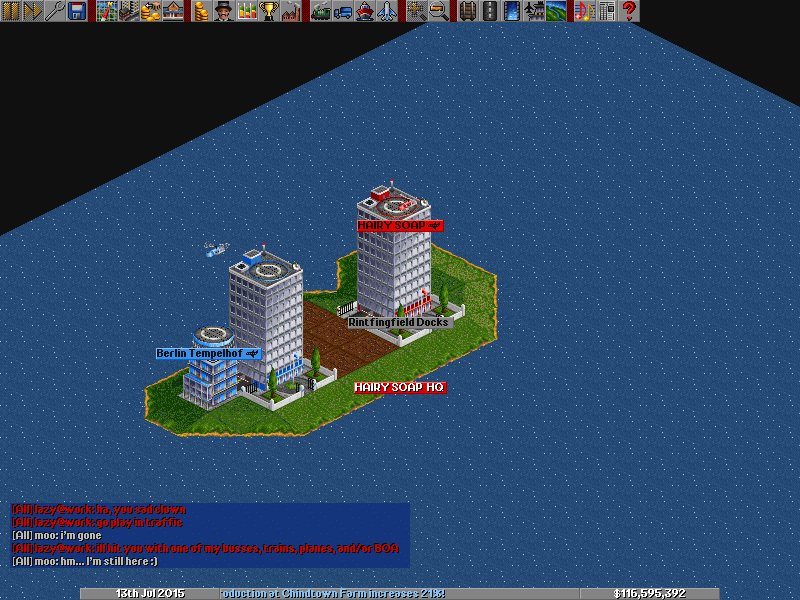 The red company is training new helicopter pilots. That guy seems to need to practice on his landing. :)