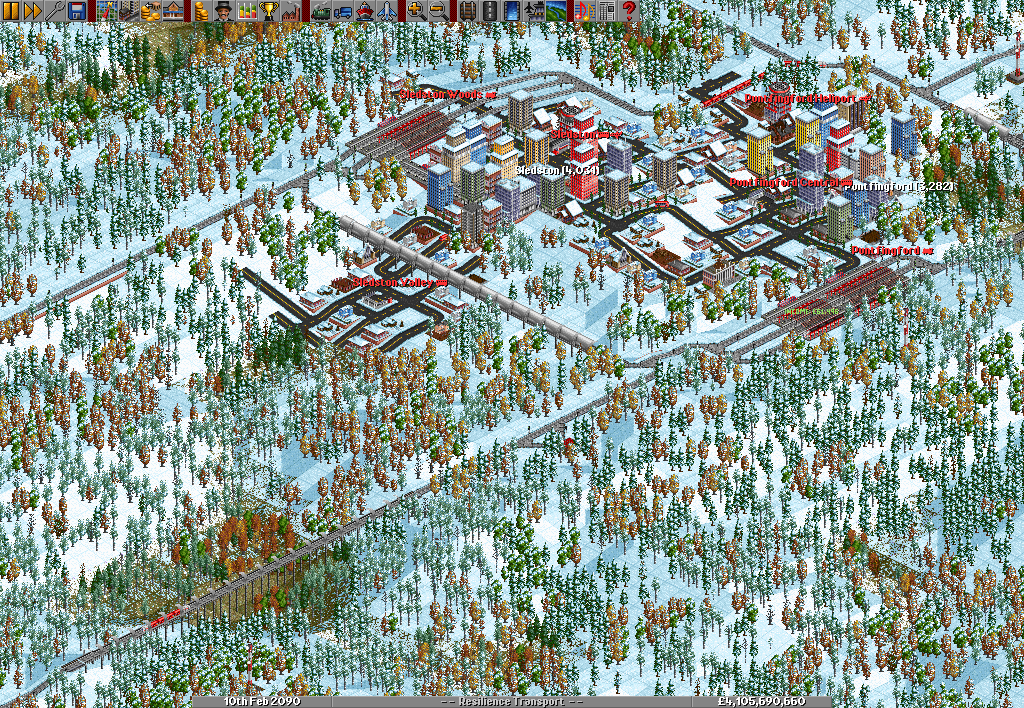 Check out those bridges! I've always loved winter landscapes. Those towns will grow big in no time (buses, copters and trains are servicing them).