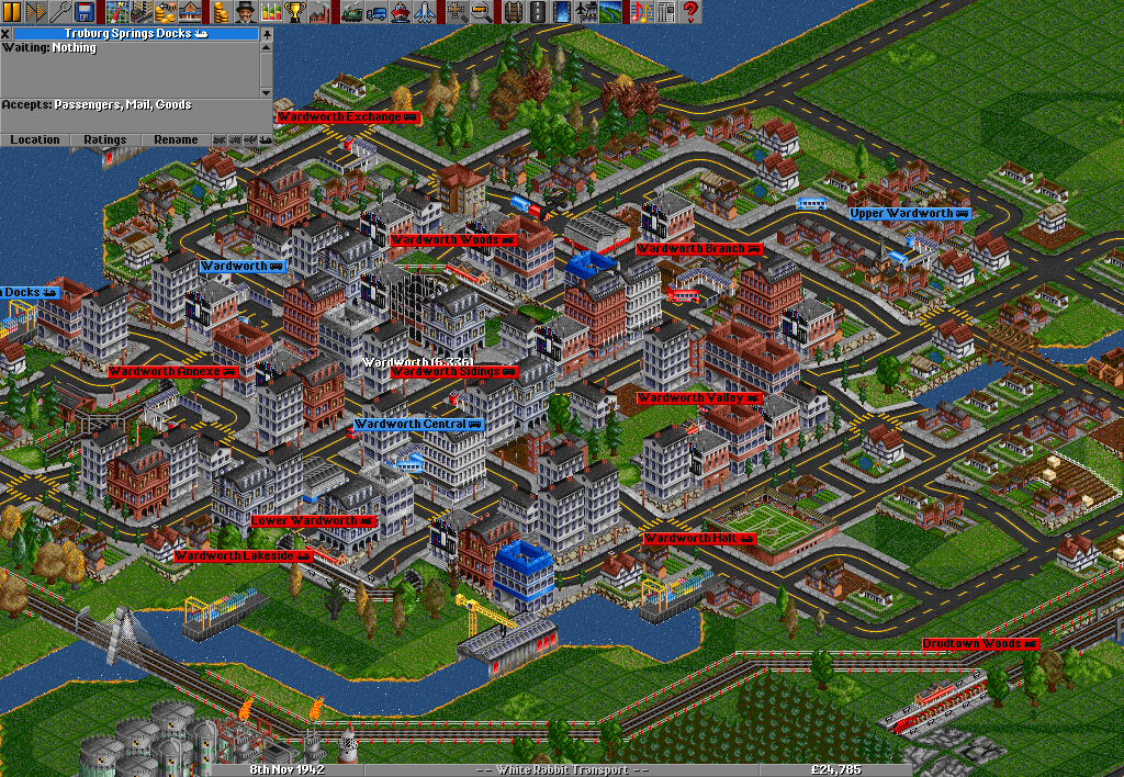A city from a multiplayer game. The game started on 1929, and the city has been growing steadily ever since.