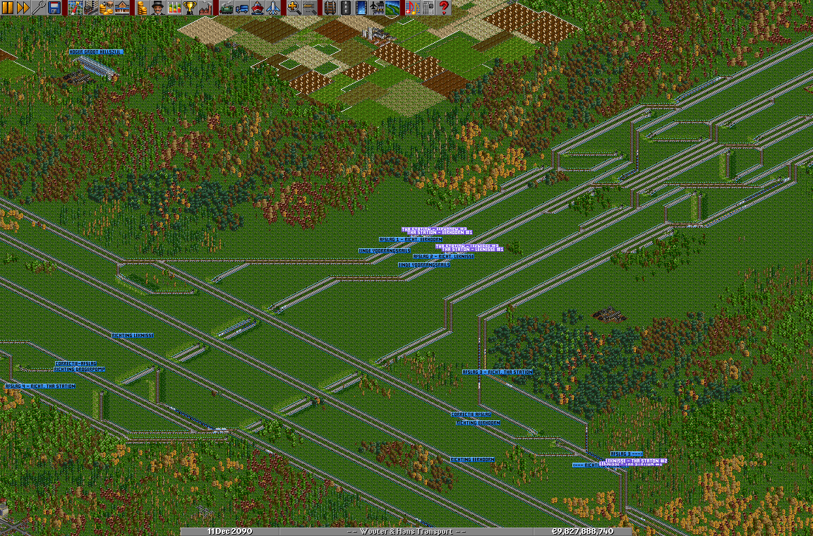 The overview of how the track looks with a T-junction (8x8) and the switch junctions before it (not all are on the screenshot).