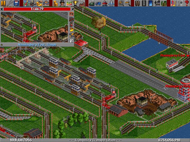 one train is going in to a depot, then into an opposite signal, whilst the other two are going 'around' the station!