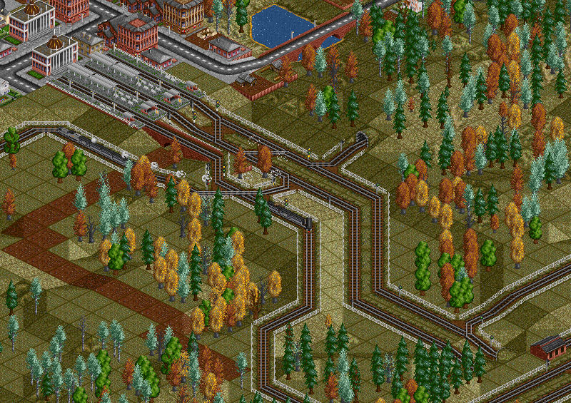 This is the more Southern part of Goverment Railways Service Area, as you see theres been demolishment of railway tracks recently, so the express doodlebug train service can get to its platform without having to climb a incline. We also see a express trai