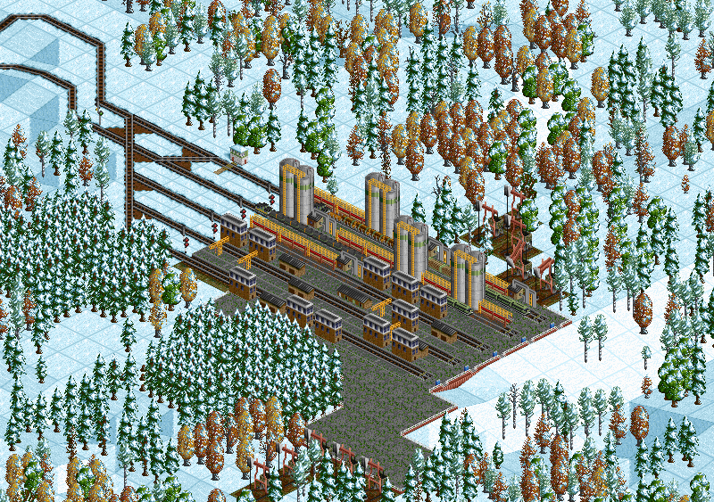 This is the biggest freight station the company has, A LOT of trains come here to take oil and wood to producing industries like Factories and Oil Refiniries. Two Triple Locomotive hauled F7 trains have replaced 2 Mallets that were lost.