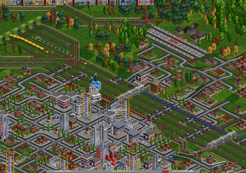 Some long tunnels, which goes under a big train station, the track to the left leads to the steel mill's station.