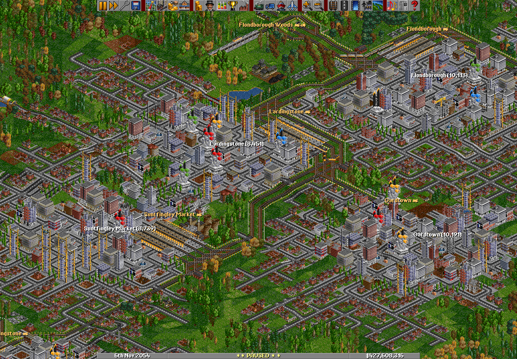 There's a string of large cities stretching all the way across the map, following my rail lines.