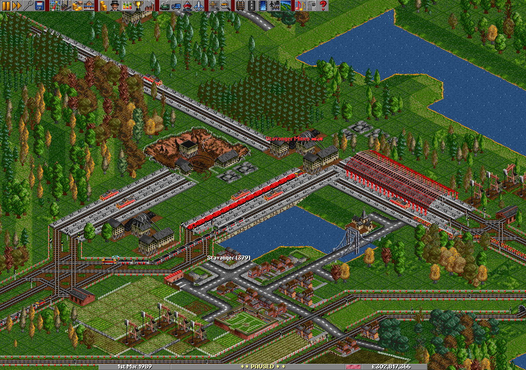 My first station in this game, have earned really much money on this trains. Nice example of an irregular train station
