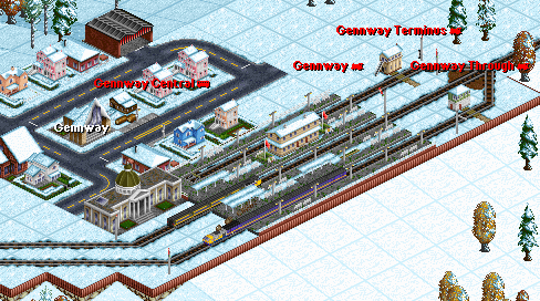 Gennway station, a local VIA train is just arriving as an express train pulls out.