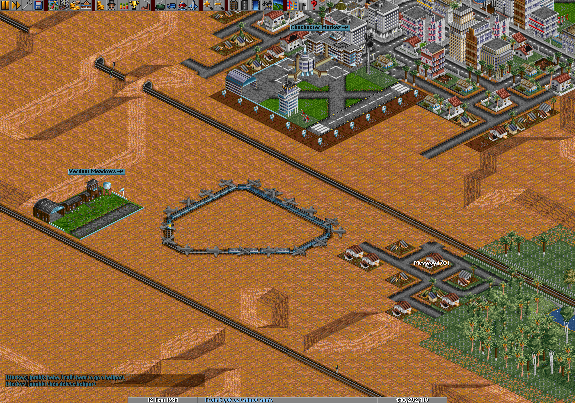 Lots of planes and a long train running over them...