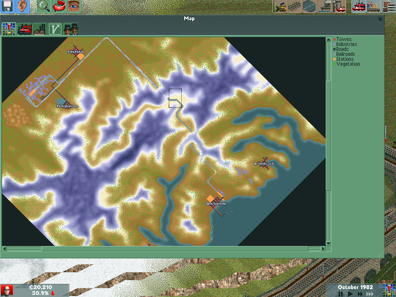 This is the current route I take accross the mountins. I would recommend souble heading to get it over them though. The route has been altered recently as I have built a new set of tunnels (near powerstation).