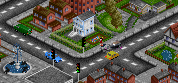 Car pedestrians and a traffic light