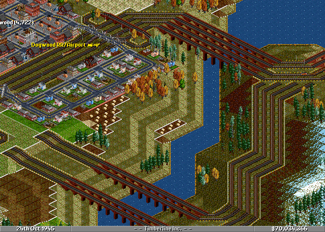 Dogwood residence were complaining that the Timberline Inc.'s RR tracks/Station was hurting the town's growth, so, we had re-routed them, as the funds became available.