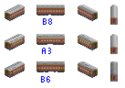 Passenger coaches, older livery