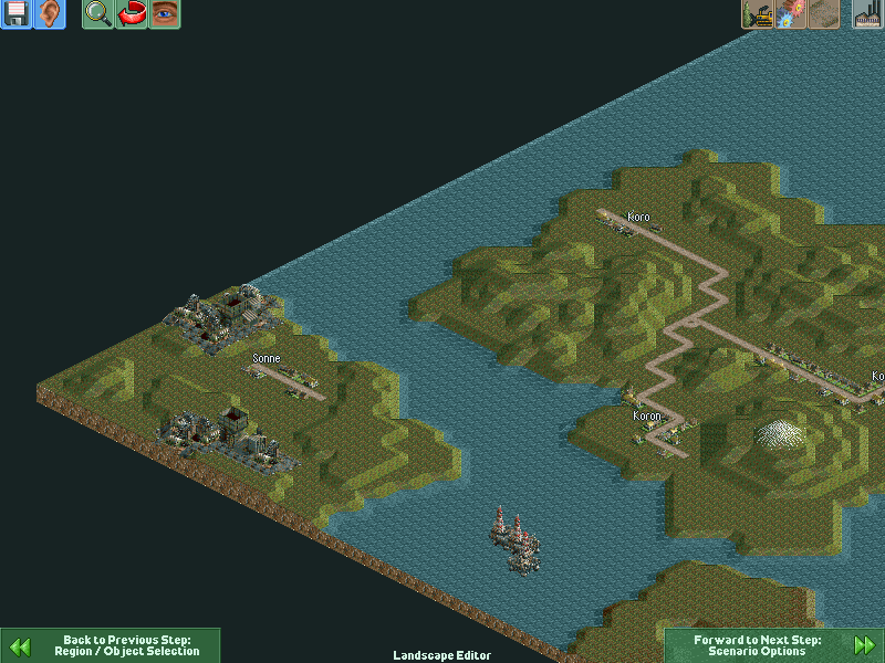 The three islands being made.