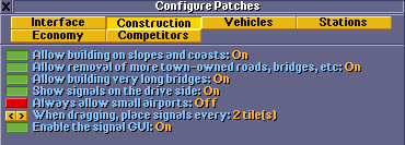 The Signal GUI Patch option under the Construction Patches