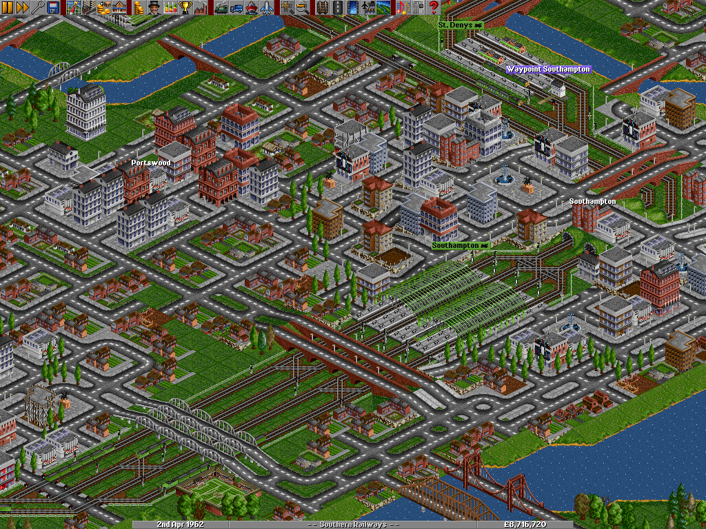 Southampton Central - This is almost as it is in real life. The two tunnels on the right handle a huge volume of traffic very efficiently. The junction is self-clearing and never seizes up.