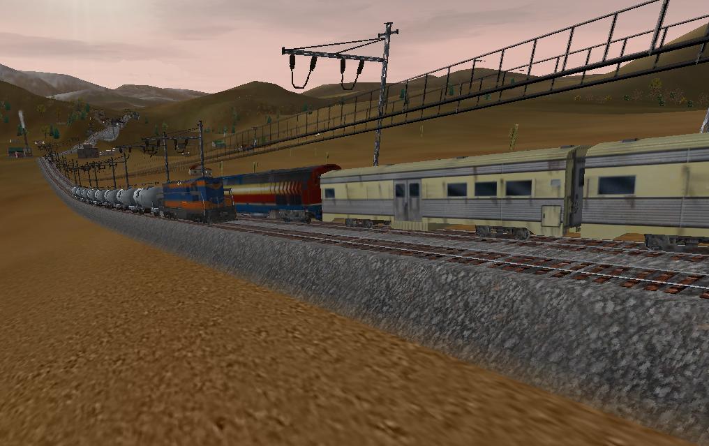 An Amtrak train passing a Government-operated GP9.