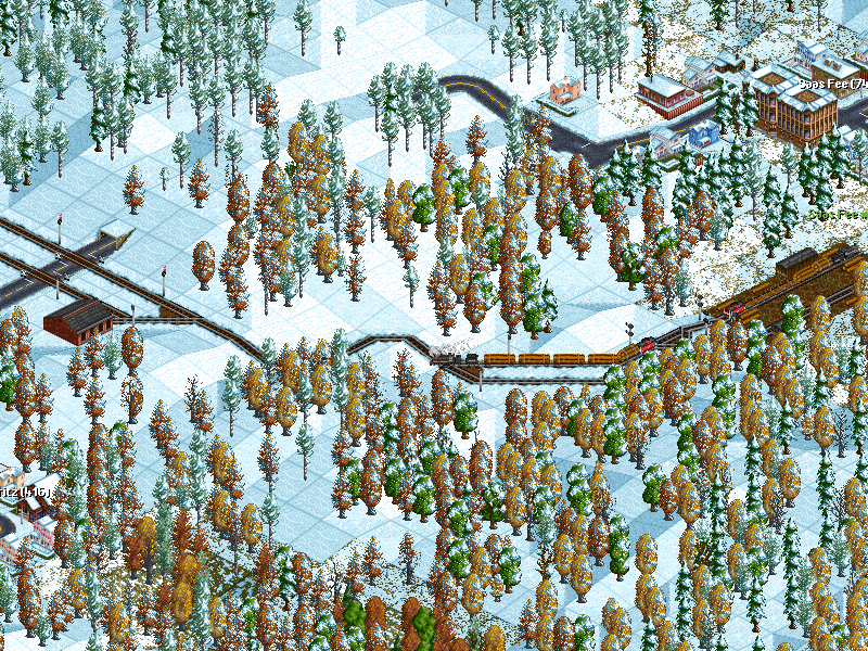 After returning the $1,000,000 loan (I was doing a lot of paying back), I moved my company south to take advantage of an excellently placed paper mill and nearby forests. Here are two of the smaller wood trains.