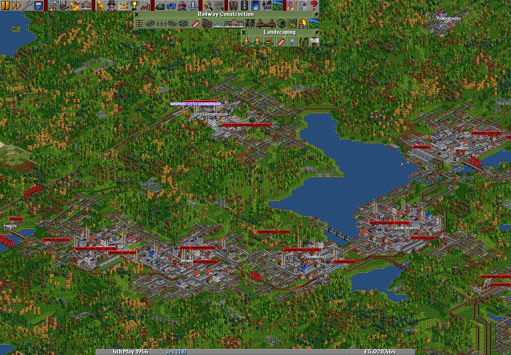 My northern transport network. Only passengers and mail, although there is a coalstation left behind (with no mine anymore)