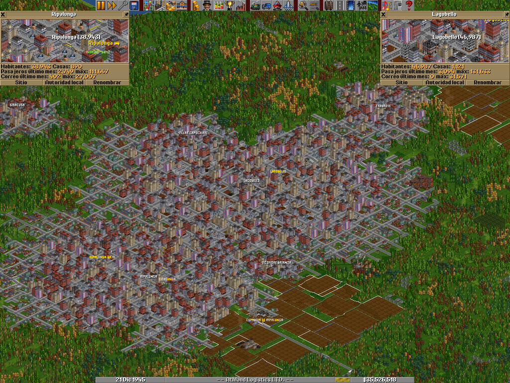 Here, a group of towns making a supermetropolis. Extendeds only with 2 bus stations