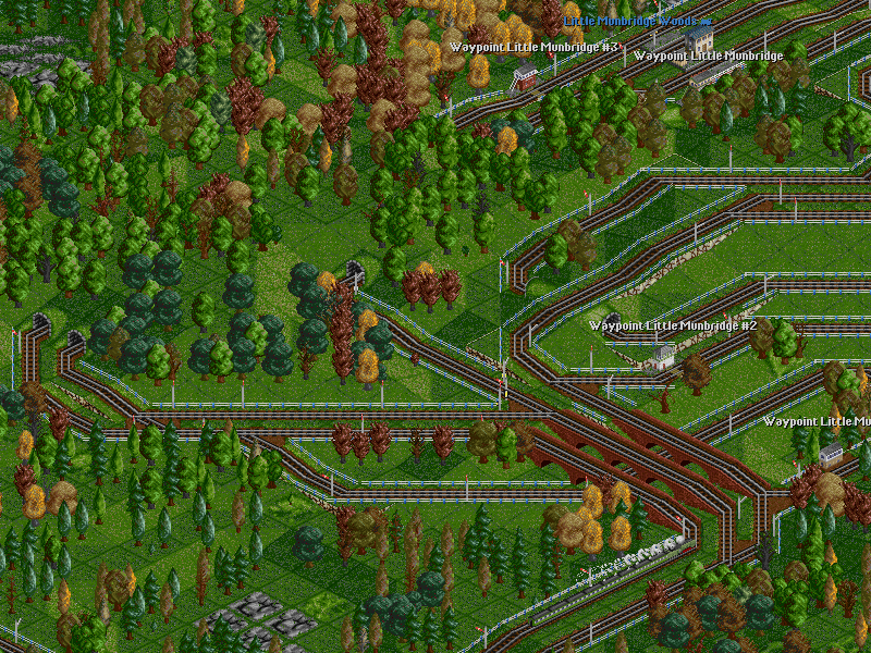 Our train passes through Munbridge junction, a messy one because of the terrain. It's not bad for a mountain junction though, and the slopes are relatively friendly for both short and long trains.