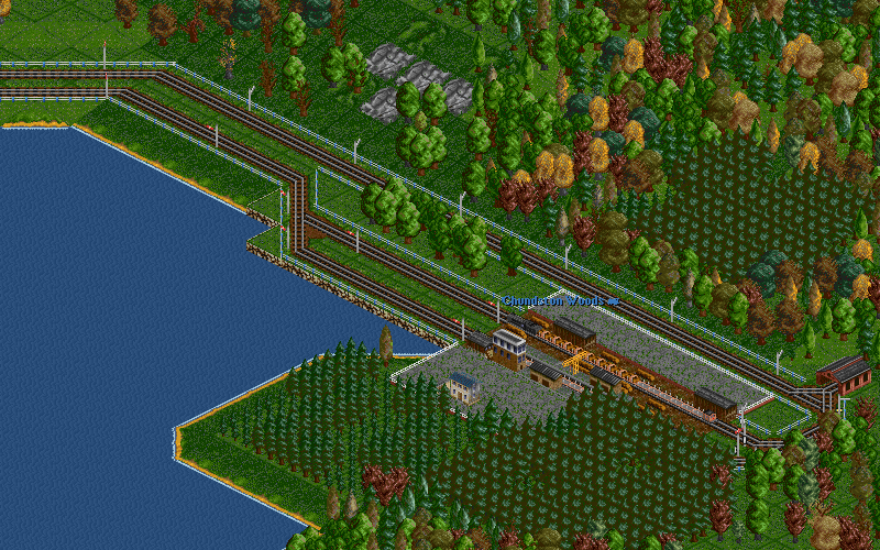 A remote wood loading station serviced by some 2-8-0s (later upgraded to 2-10-0s). The forests are planted by us, and it's a huge investment, with each forest costing over £7 million, all intended for the goods trains to make yet more profit.