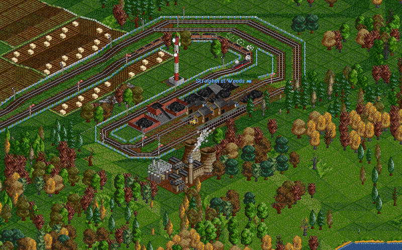 Lastly, the Stralshurst power station. Building it was surprisingly difficult since the slopes were too steep, and I had to do a lot of 'bending' with the tracks. ;)