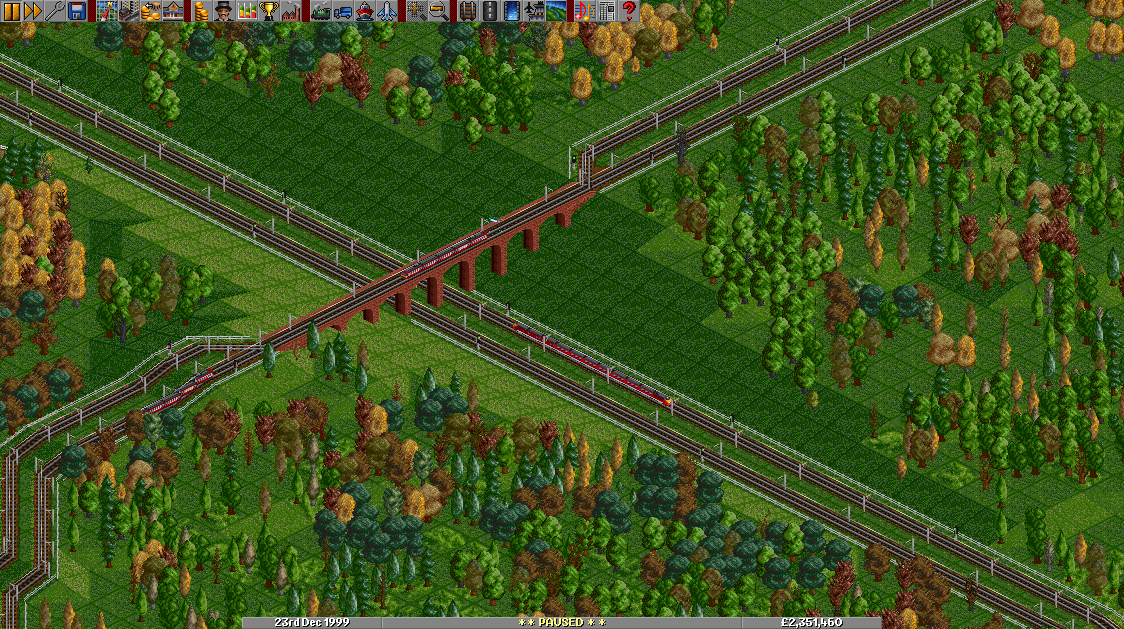 This is possibly my favourite quet little corner of the map - an EMU branch line crosses a massive cutting built for the dedicated cross-country eurostar line.
