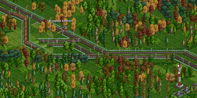 Here is the departing BR 194 on some tracks above the tunnels of Kelbruck junction. At 2398 tonnes when fully loaded with iron ore, BR 194s haul the heaviest trains on my network.