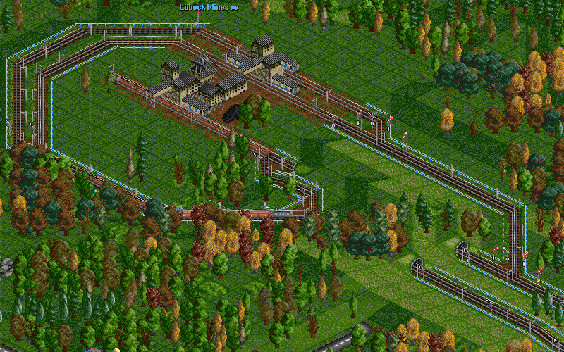 Departing from the mines, with a good view of the station layout.