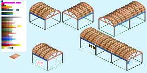 On top, the sprites modified, on down, the last sprite, for reference.<br />Blue lines are for company colors.