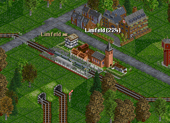 In Limfeld the branch line crosses the express line to Brunfeld.