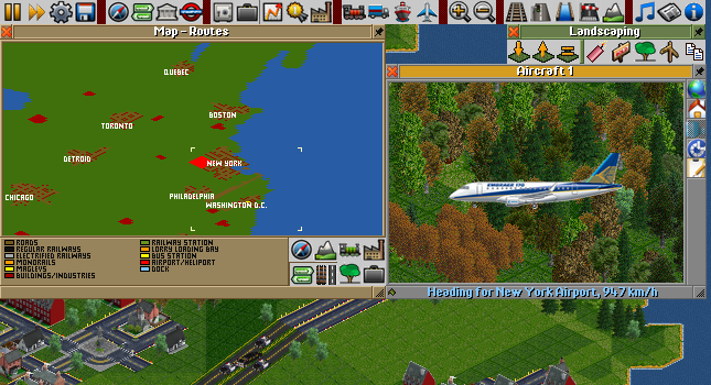 The control panel by a card of Transport Empire
