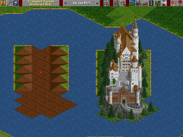Castle at moat's water level