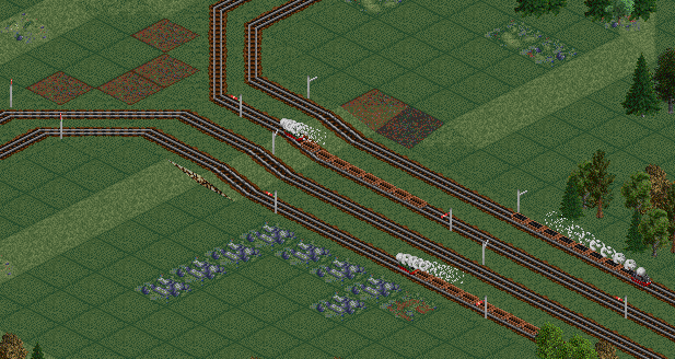 2 double-tracked lines, one heading west towards St Moritz, the other towards Lyss