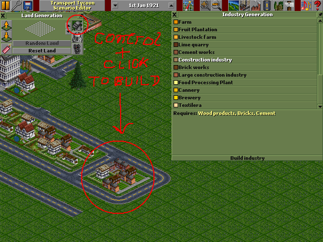 Ctrl + click with rock tool to build houses
