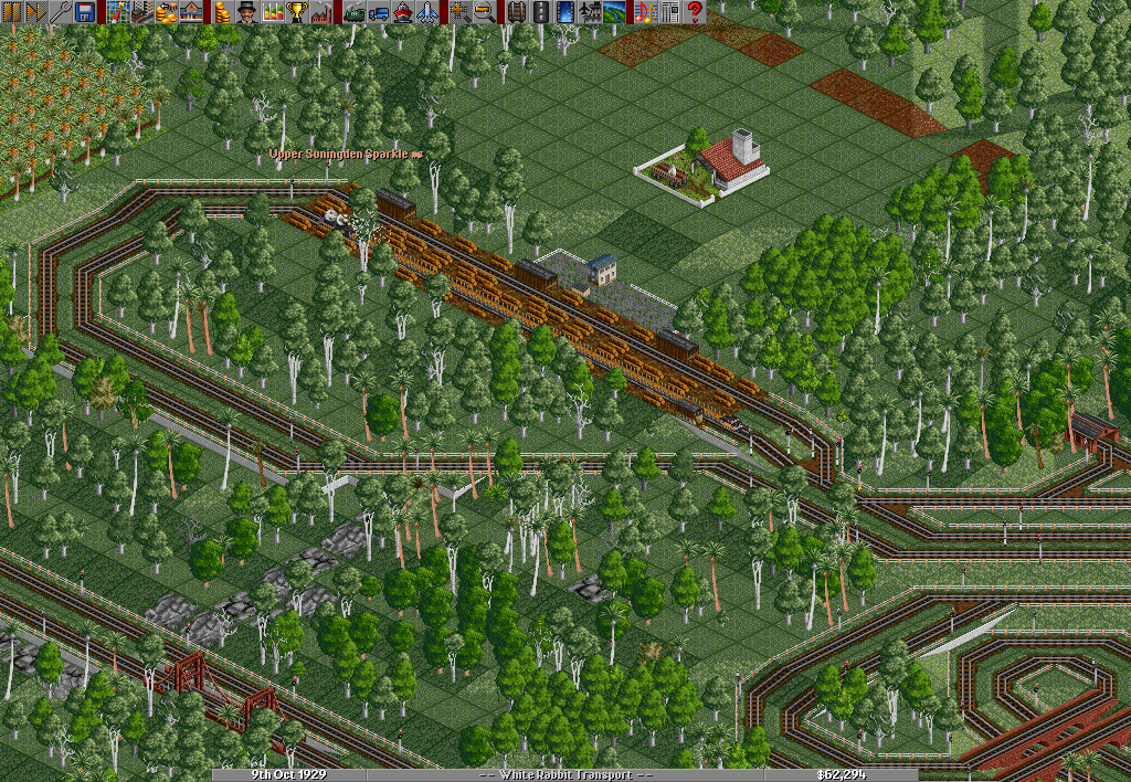 And here's the station at the start of the line. I went a bit overboard with the loops and the serpentines. I could've just built the tracks straight up the mountain like everyone else. :P