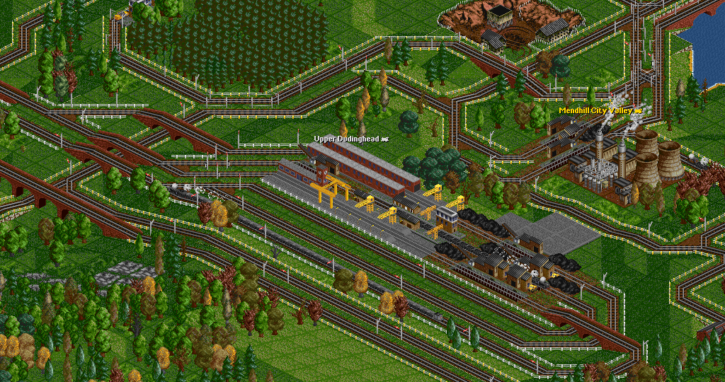 A competitor and I both serve this particular power station. His little trams are a far cry from my powerful steam engines, just like the sizes of our stations.