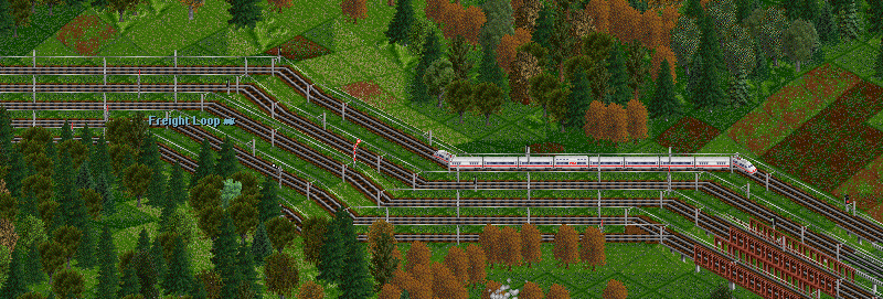 5 track section of line, the HS line at the top, the mainline in the middle and the freight loop that allows passenger trains to overtake freight trains on this section of line.