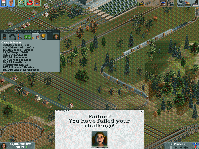FAILED!!! oh so close! look at the numbers. I should have made it. 42k if you count the 4 filled trains waitingto deliver Autos as time ran out.
