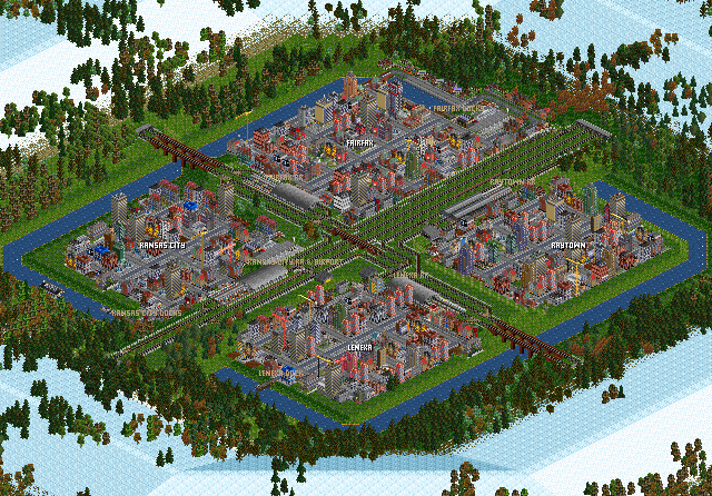 The 4 cities in the center of &amp; Hills &amp; Valley. (From my current game.)