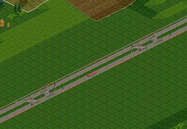 In this shot, we have bi-directional track, like something you may see at a station, and train A has taken up one track