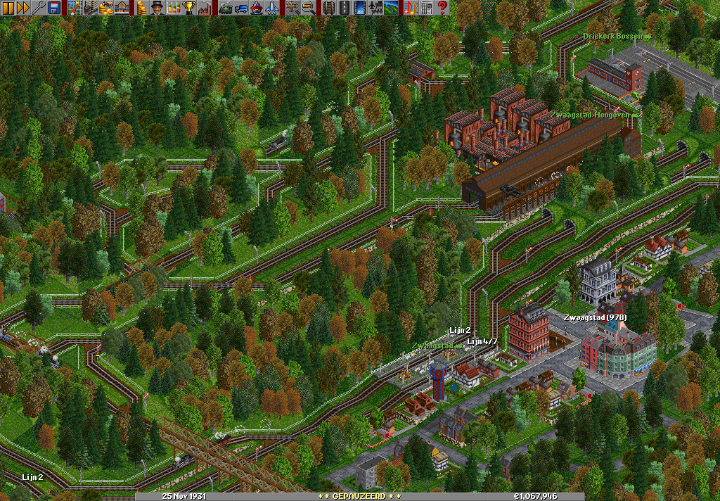 This is the bussiest place on the map (for now), it is a steal mill visited by 10 trains. and the town is also visited by 10 trains.