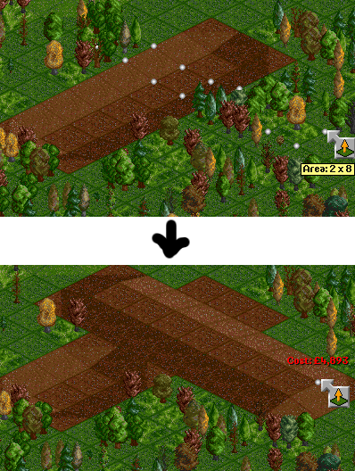 Raising a sqare of 2x8 edges, some are raised more than 1 level, to get the same height overall.