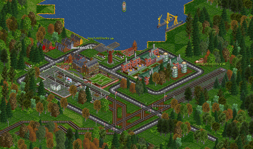Innsfeld, the terminus of the Northern Line. Sidings have been put in place for future shipments of food to distant towns made possible by the thriving local fishing industry.