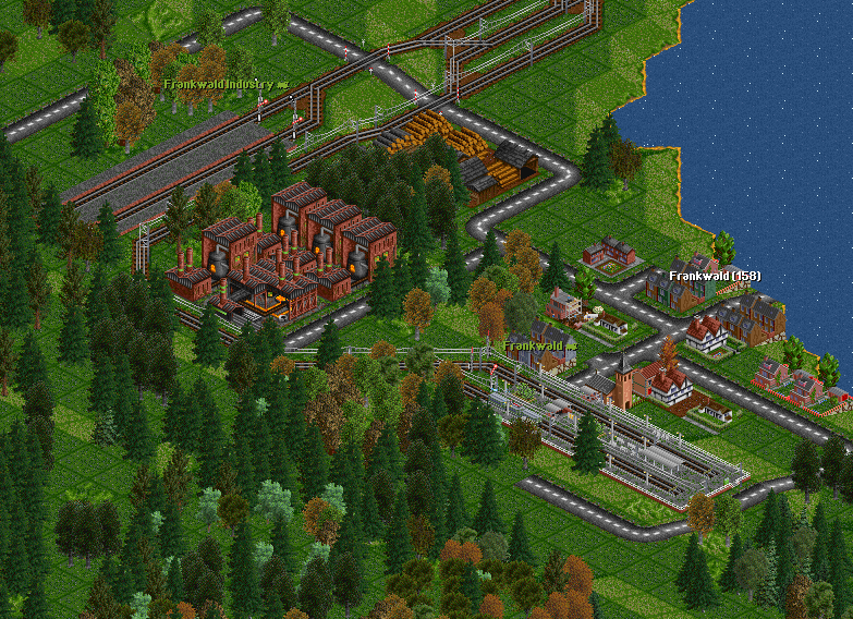 The aforementioned town of Frankwald, terminus of the Eastern Line out of Freimund. Currently, the only trains here is the All Stops from Freimund and the visible ET-87 to Cloppenwald.