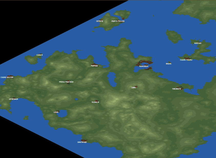 A map showing the western part of Sellorca and a few minor islands north of it