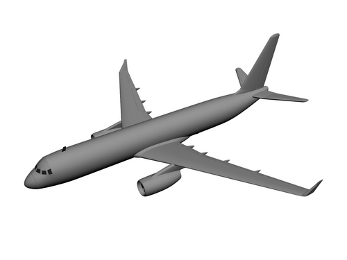 Render of a Tu-204. Clear model, neither textures nor materials are used.