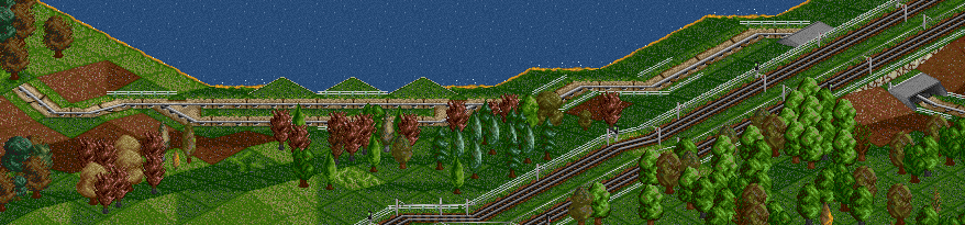 Lake DanMack's south shore, with the Pikka City Express system expansion line running alongside.